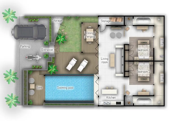 ヴィラ 2 Bedroom With Pool With Car Park スミニャック